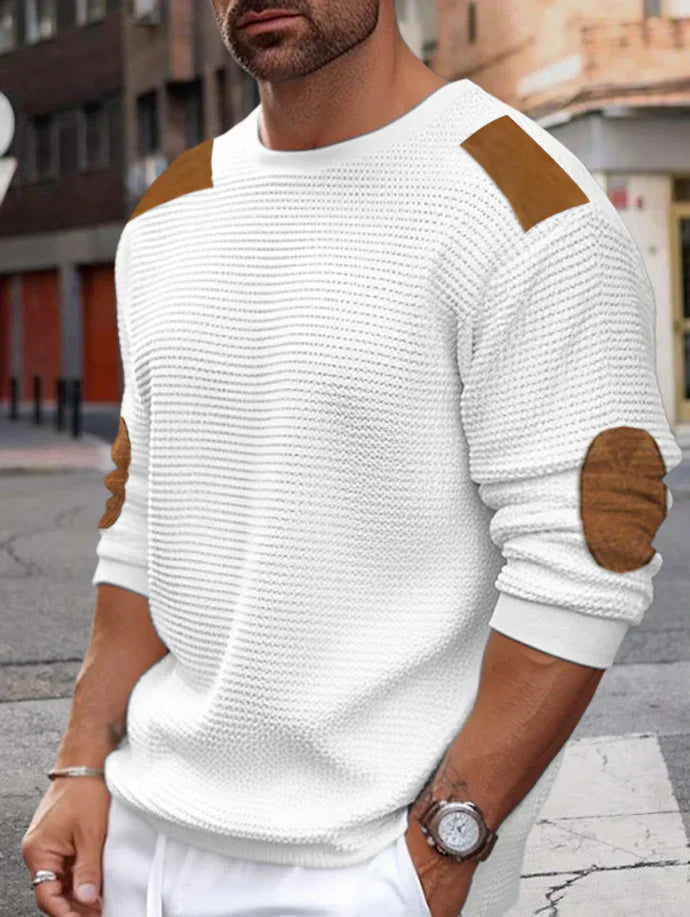 Pull en Tricot Côtelé à Structure Waffle pour Hommes