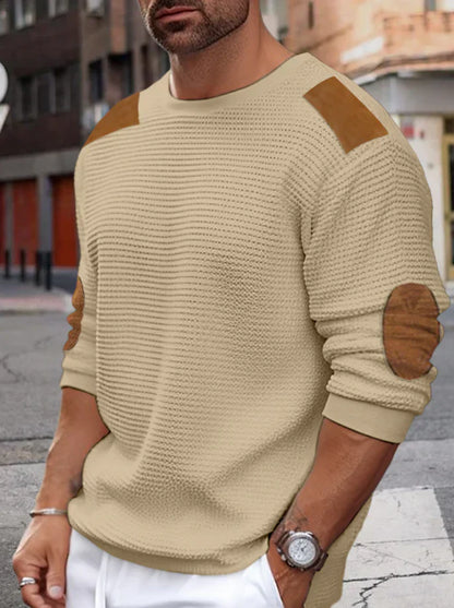 Pull en Tricot Côtelé à Structure Waffle pour Hommes