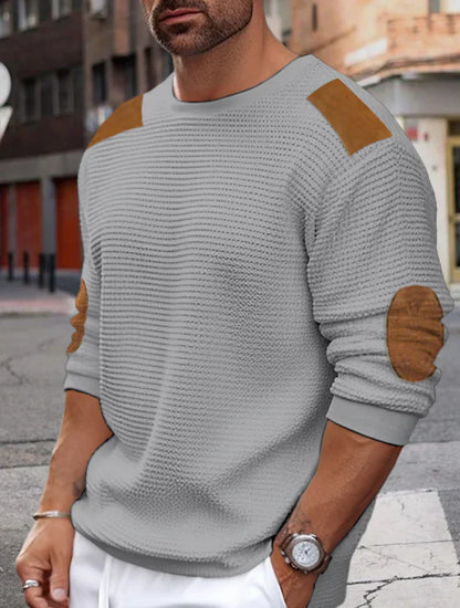 Pull en Tricot Côtelé à Structure Waffle pour Hommes