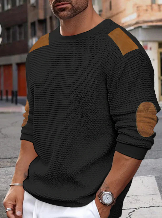 Pull en Tricot Côtelé à Structure Waffle pour Hommes