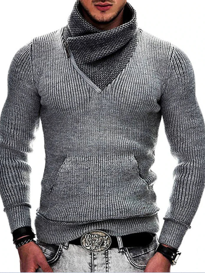 Pull en Tricot à Col Croisé pour Hommes