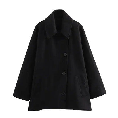 Veste d'Hiver Chic Style Cape Boutonnée pour Femmes