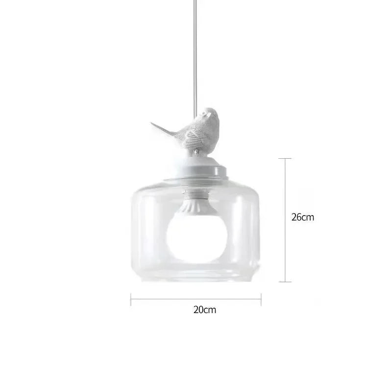 Lampe Pendante Ambiance Oiseaux en Verre Nordique