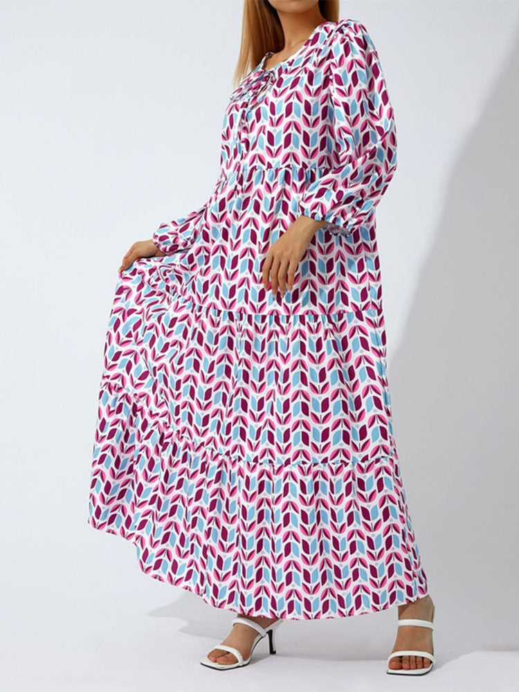 Robe longue imprimée légère et vibrante pour femmes