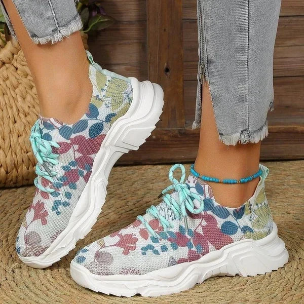 Baskets Respirantes Florales Sans Lacets Mode Femme