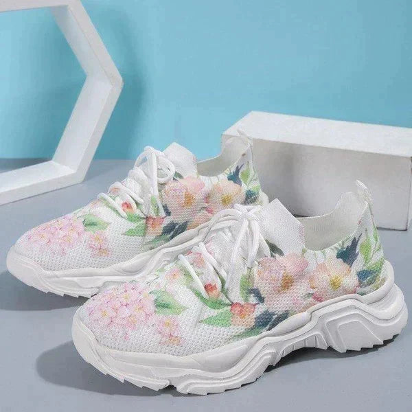 Baskets Respirantes Florales Sans Lacets Mode Femme