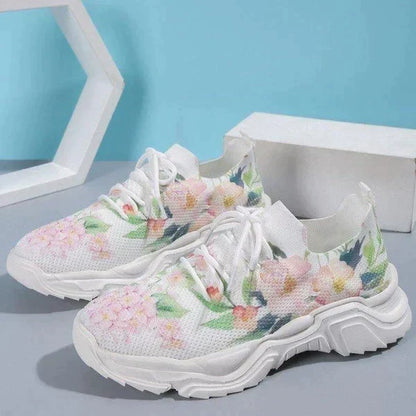 Baskets Respirantes Florales Sans Lacets Mode Femme