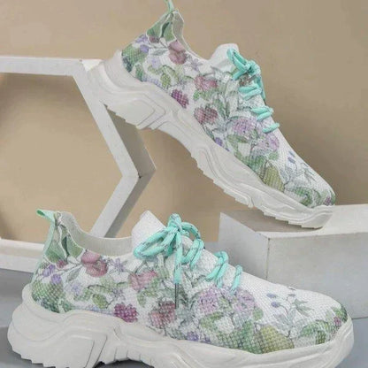 Baskets Respirantes Florales Sans Lacets Mode Femme