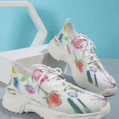 Baskets Respirantes Florales Sans Lacets Mode Femme