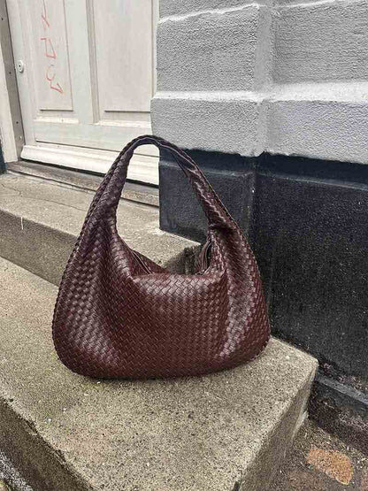 Grand sac à bandoulière en cuir tressé pour dames