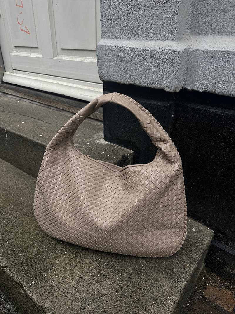 Grand sac à bandoulière en cuir tressé pour dames