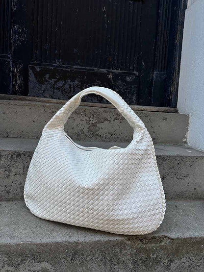 Grand sac à bandoulière en cuir tressé pour dames