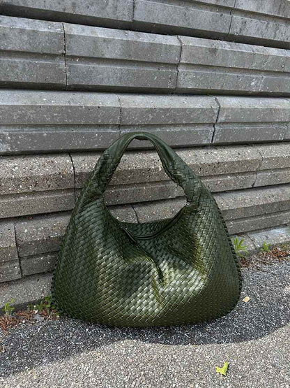 Grand sac à bandoulière en cuir tressé pour dames