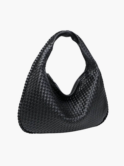 Grand sac à bandoulière en cuir tressé pour dames