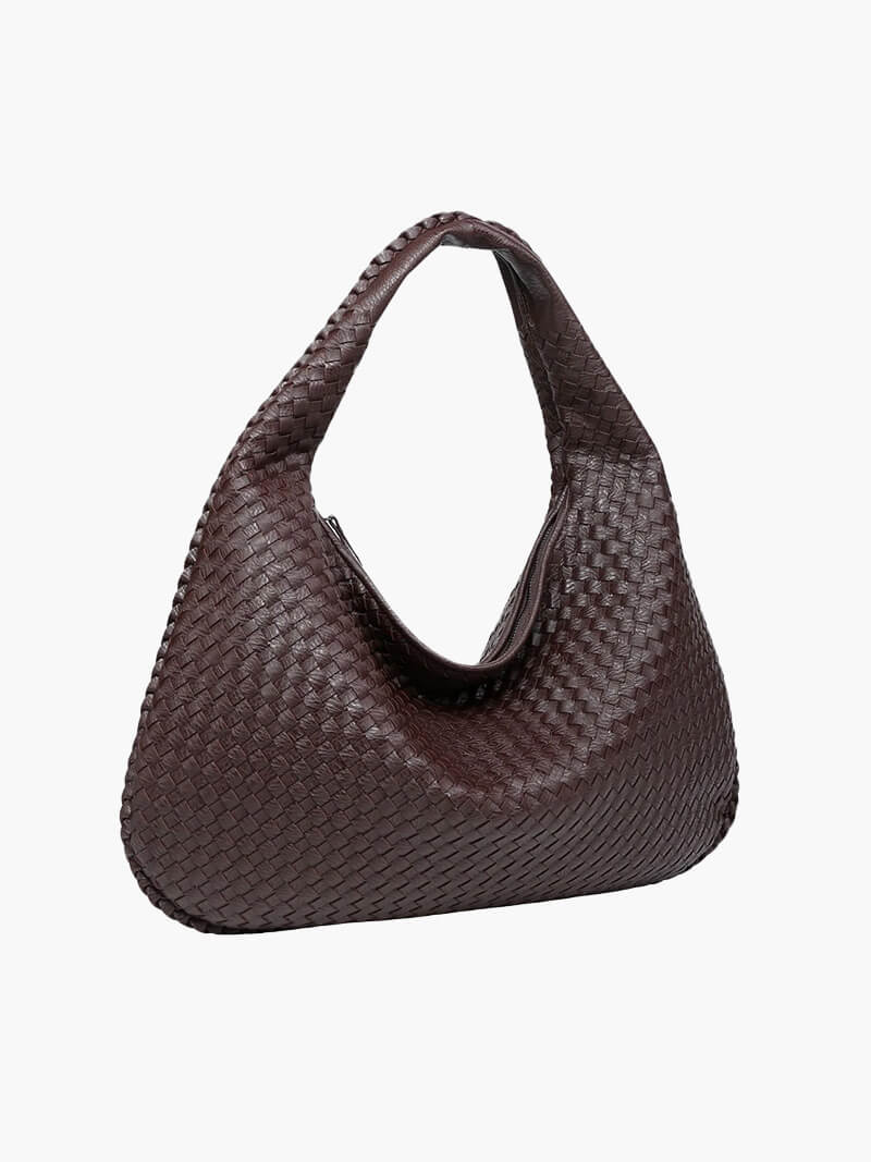 Grand sac à bandoulière en cuir tressé pour dames