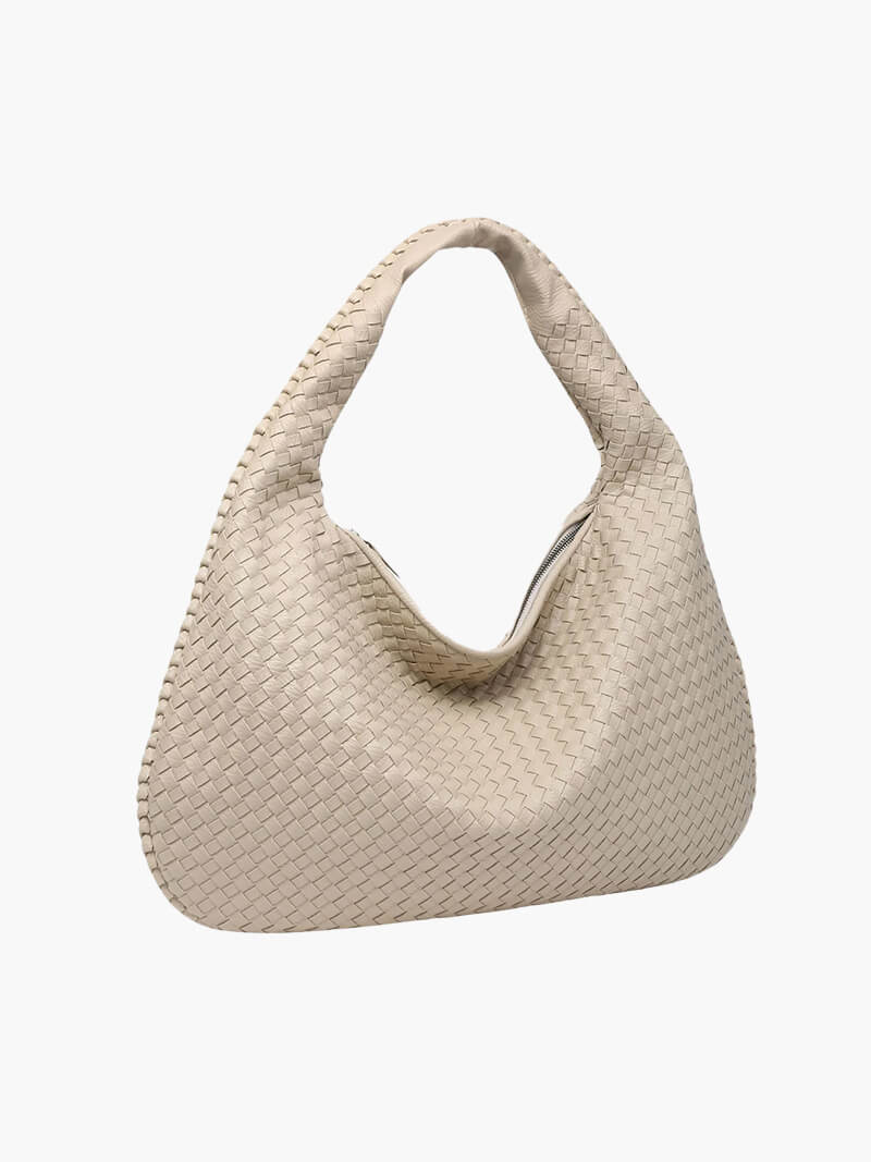 Grand sac à bandoulière en cuir tressé pour dames