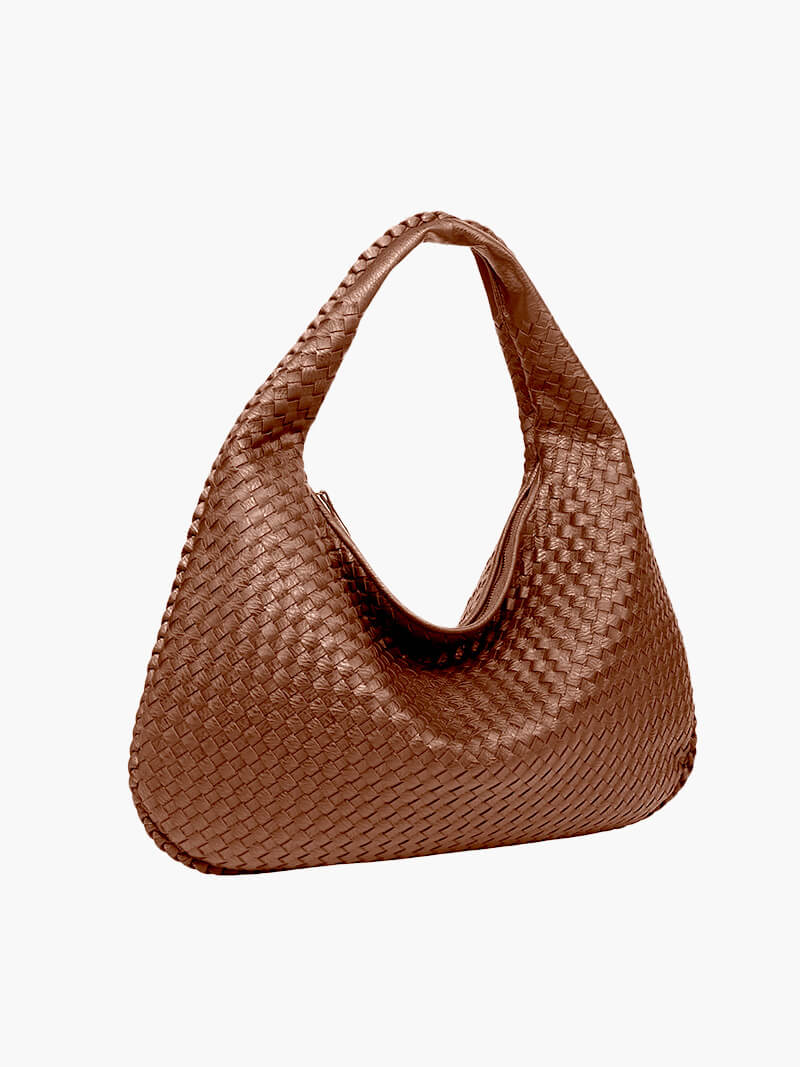 Grand sac à bandoulière en cuir tressé pour dames