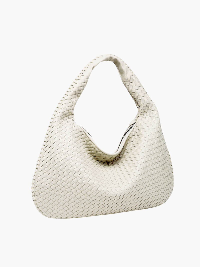Grand sac à bandoulière en cuir tressé pour dames
