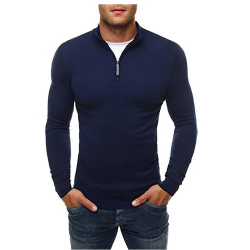 Pull Élégant à Zip Mi Long pour Hommes