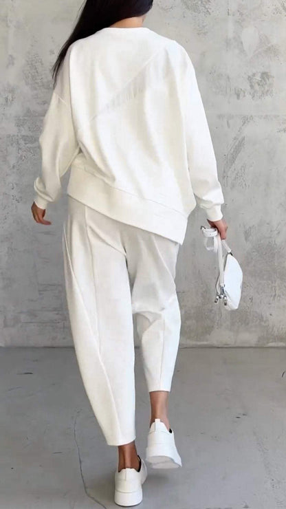Ensemble Femme Élégant Pull Asymétrique et Pantalon