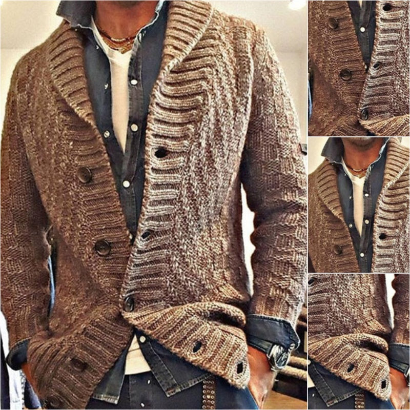 Veste Cardigan Tricoté Style Vintage Classique Homme