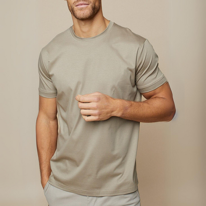 T shirt Taupe Luxe en Coton Mercerisé Hommes