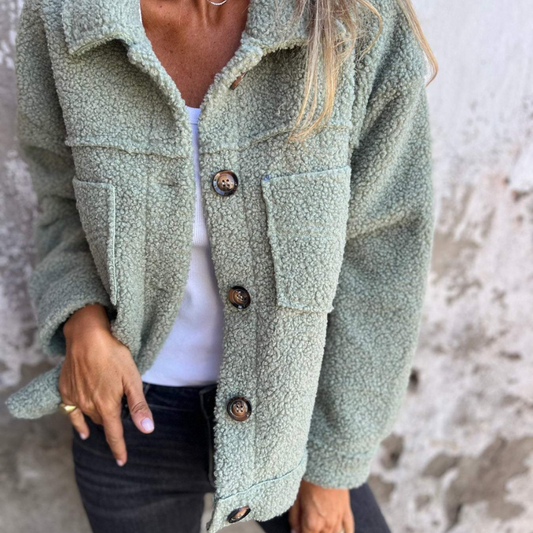 Veste Boutonnée en Laine Douce pour Femme