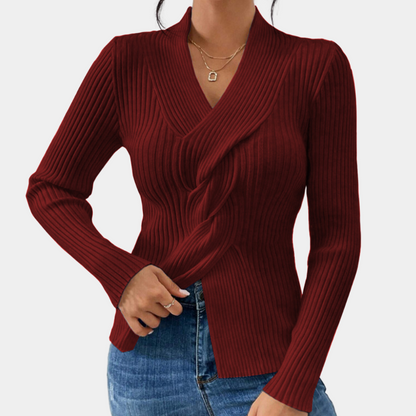 Pull Femmes V-neck Tissé Stylé et Elegante