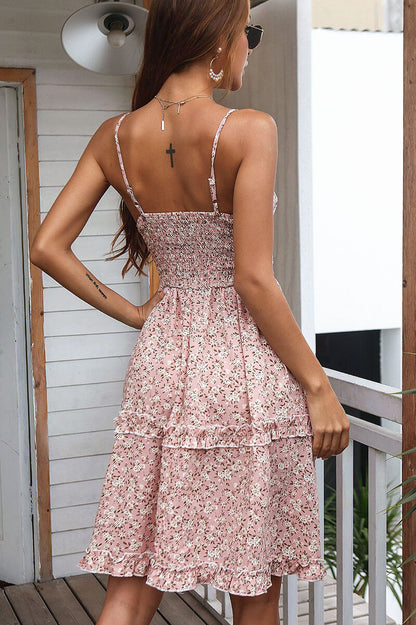 Robe D'Été Midi Sans Manches Florale Chic Femme