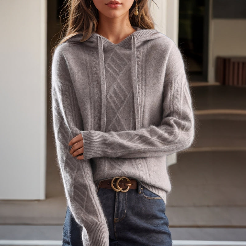 Sweat à Capuche en Tricot Doux pour Femmes