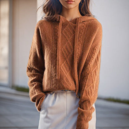 Sweat à Capuche en Tricot Doux pour Femmes