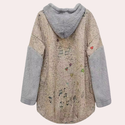 Pull boutonné à capuche pour femme au design unique