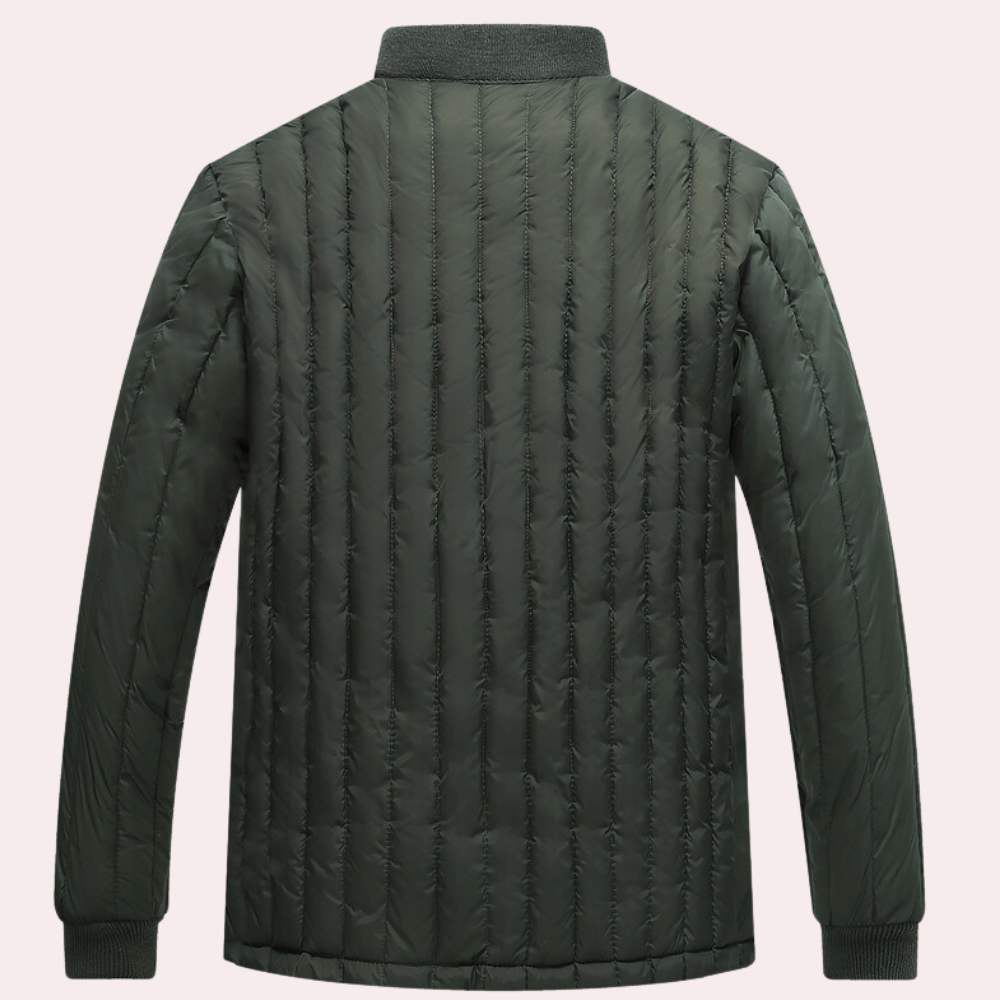 Veste Moderne Matelassée Homme à Col Haut Zippé