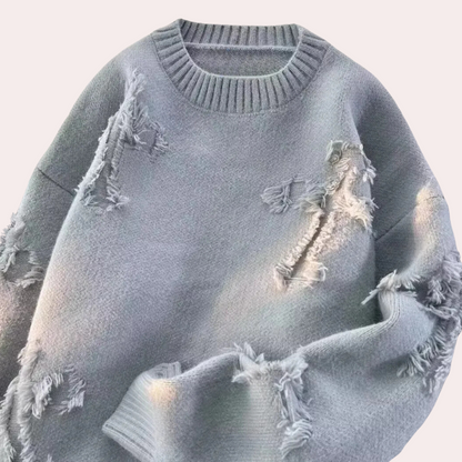 Pull en Maille Déchirée Col Rond pour Hommes