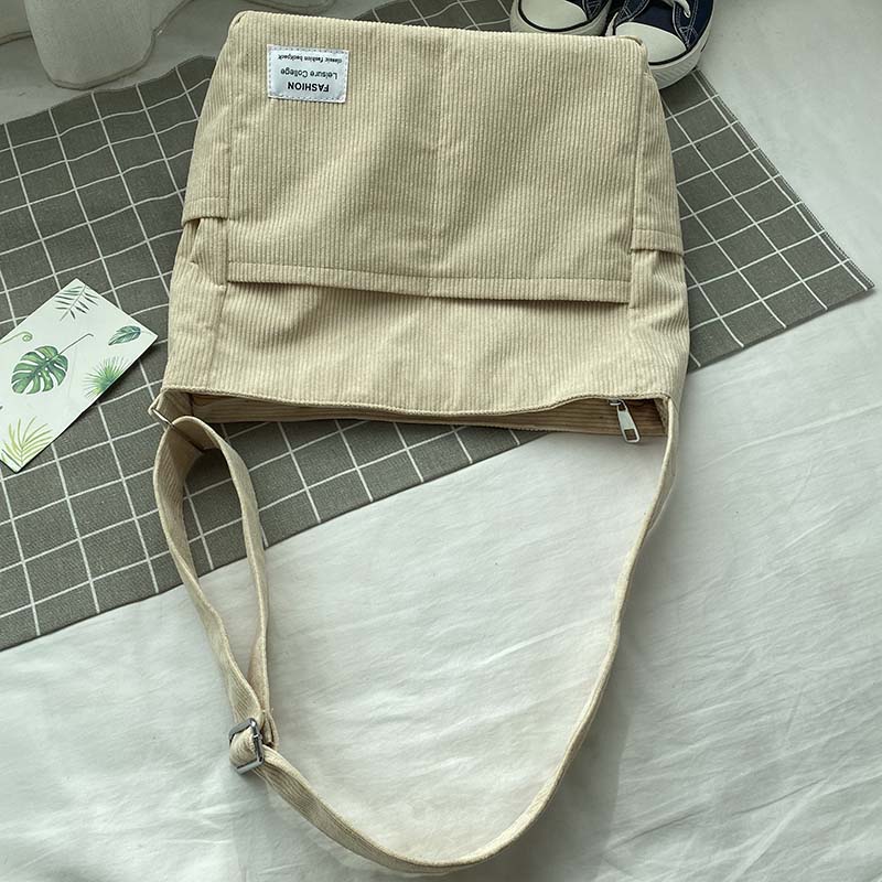 Sac à Bandoulière en Velours Côtelé Chic Femmes