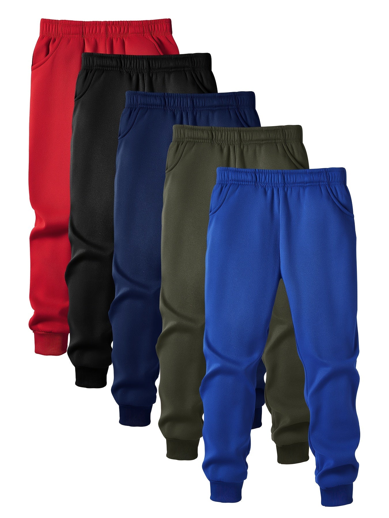 Pantalon Jogging Uni à Taille Élastique pour Garçons 5 Pcs