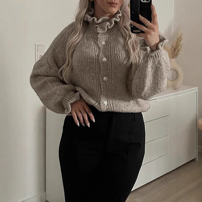 Cardigan boutonné chic pour femme avec col élégant
