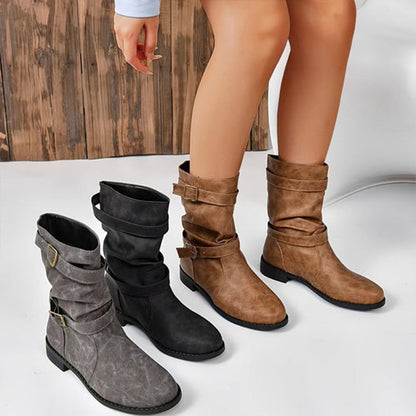 Bottes chevilles en cuir chic avec détail boucle