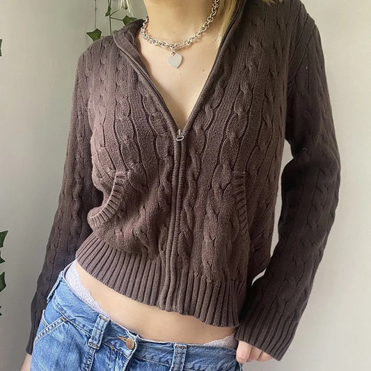 Cardigan en tricot à capuche confortable avec boutons sur le devant