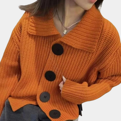Cardigan confortable et élégant avec de gros boutons pour l'automne et l'hiver