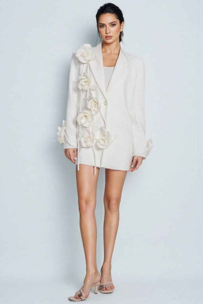 Blazer ajusté à revers floral