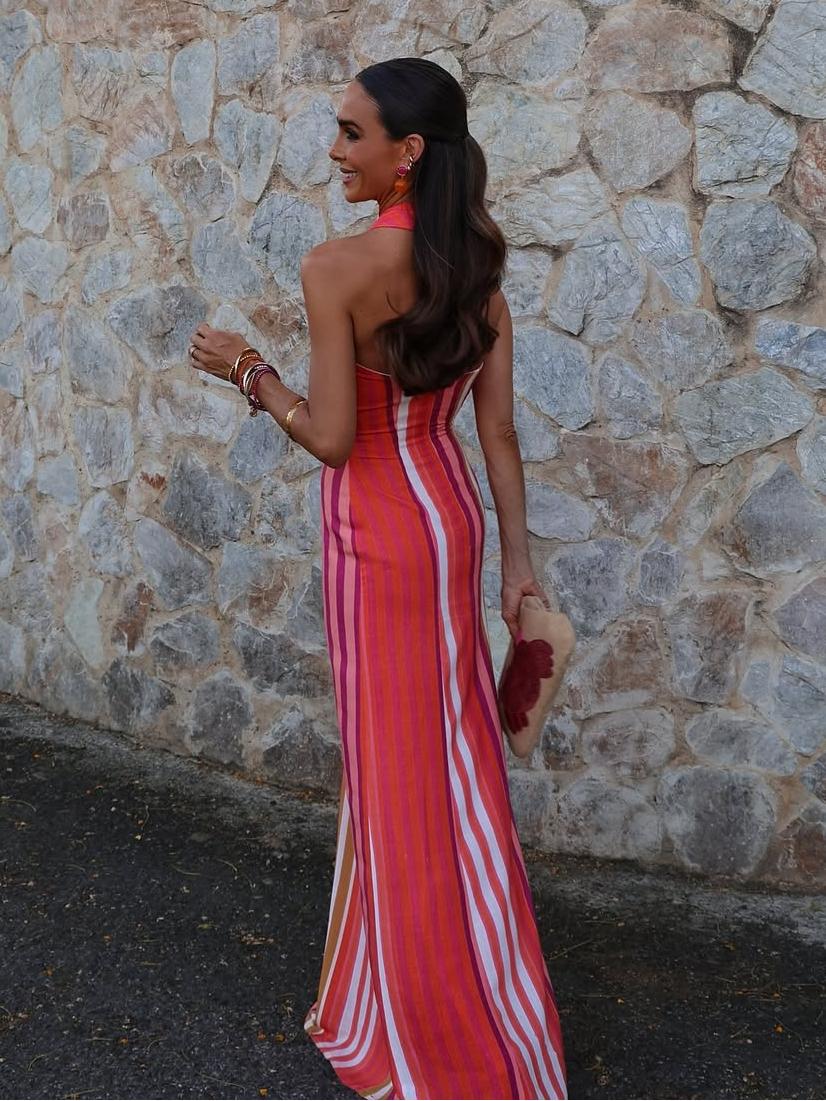 Robe d'été à col croisé et rayures Sunset