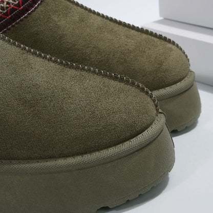 Bottes montantes à talons compensés doublées en fausse fourrure douillette