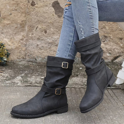 Bottes chevilles en cuir chic avec détail boucle
