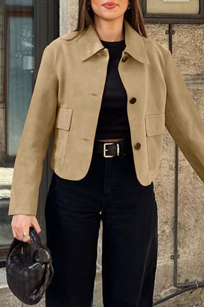 Veste décontractée à boutons avec col rabattu