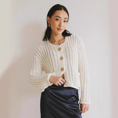 Cardigan boutonné confortable et chic pour femmes avec poches