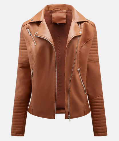 Veste de motard femme chic en cuir synthétique