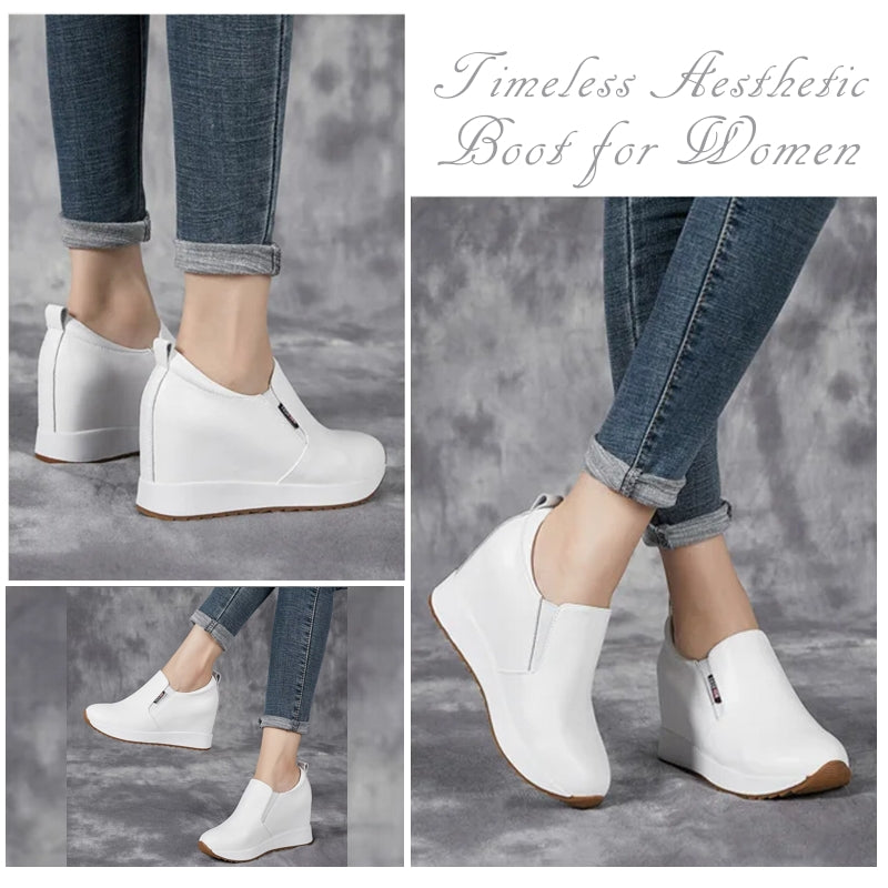 Bottes Cheville Chic en Cuir Véritable avec Talon Bloc