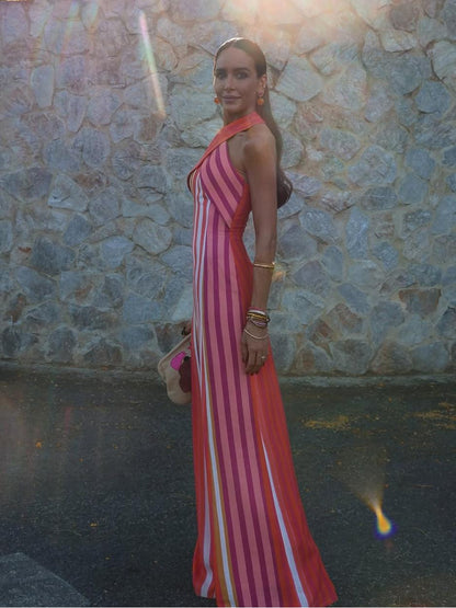 Robe d'été à col croisé et rayures Sunset