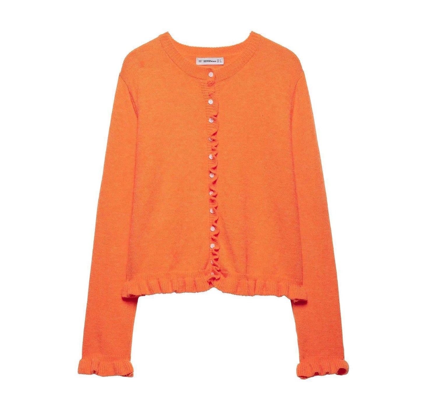 Cardigan à boutons pour femmes avec volants, haut superposé chic